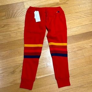 NEW Aviator Nation moto sweatpants with stripe details.